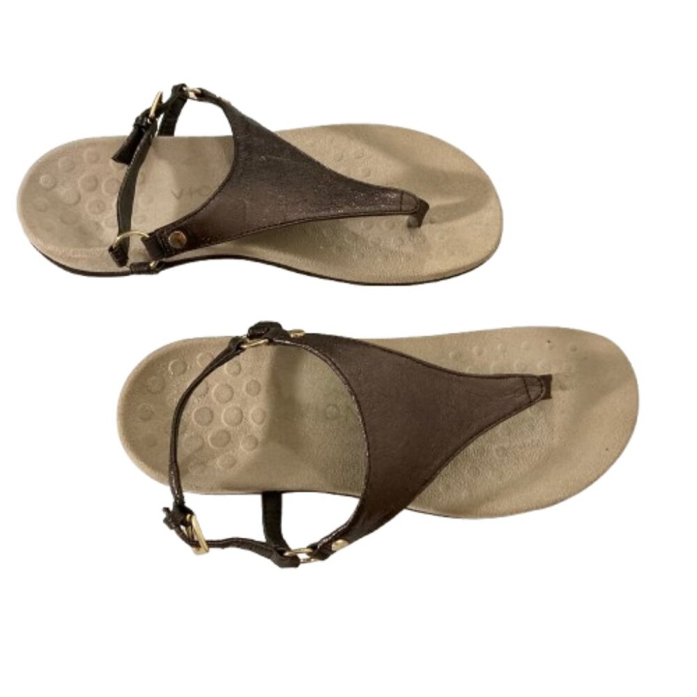 Vionic Kirra Sandals Metallic Bronze Thongs Orthopedic Flats Slingback, size 7.5 - Picture 4 of 11